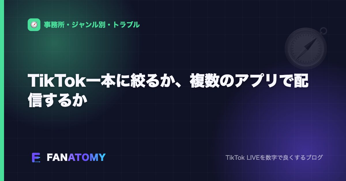 TikTok一本に絞るか、複数のアプリで配信するか